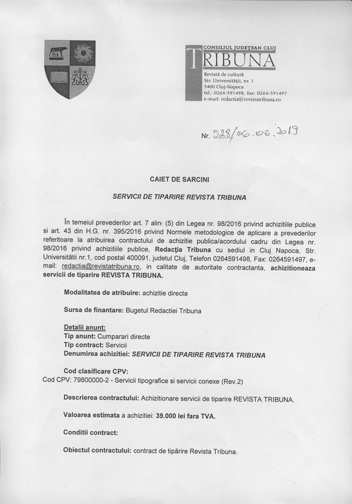ground Abbreviate Hornet Caiet de sarcini – Servicii de tiparire Revista Tribuna – Revista Tribuna